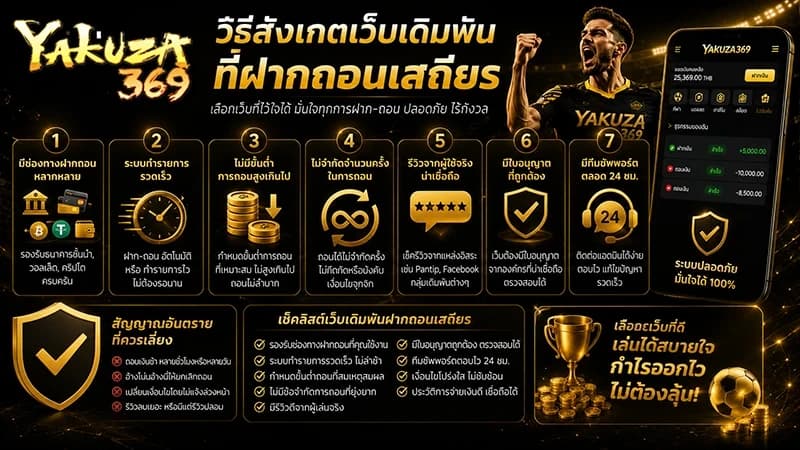 วิธีสังเกตเว็บเดิมพันที่ฝากถอนเสถียร