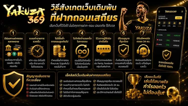 วิธีสังเกตเว็บเดิมพันที่ฝากถอนเสถียร