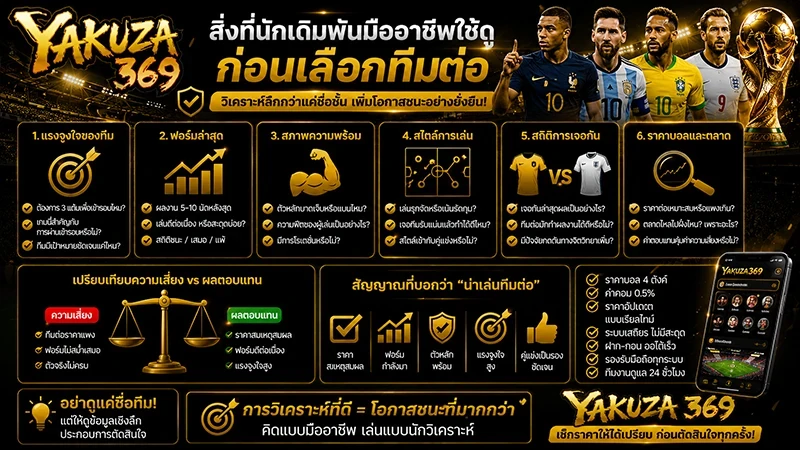 สิ่งที่นักเดิมพันมืออาชีพใช้ดู ก่อนเลือกทีมต่อ